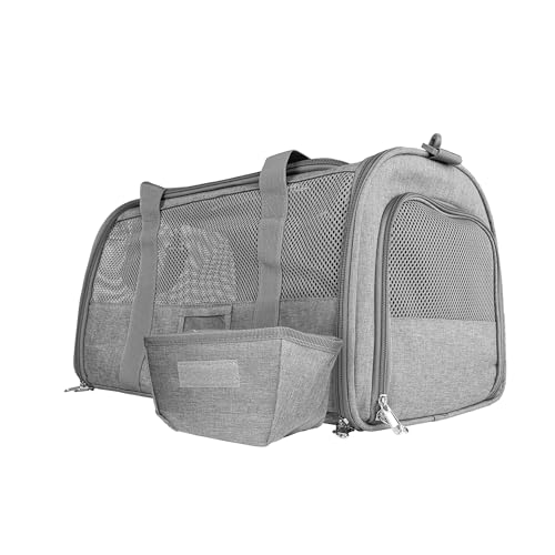 Tragetasche für Haustiere, 46 x 28 x 28 cm, Reisetasche für Hunde und Katzen bis 8 kg, mehrere Öffnungen, waschbare Matte, verstellbarer Schultergurt, Futternapf im Lieferumfang enthalten von Jocca