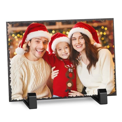 Jodimitty Foto Schieferplatte personalisierte Fotogeschenke Türschilder mit Ständer, Festival Geburtstagsgeschenke, Jahrestag, Einweihungsfeier, Tischdekoration, Weihnachtsdeko (Rechteck) von Jodimitty