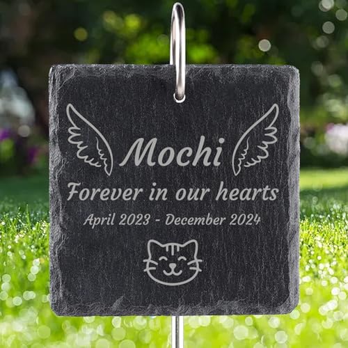 Jodimitty Grabstein Hund Katze Haustier mit Haken Pfahl, personalisierte Name & Lebensspanne & Nachricht & Muster, Grabschmuck Wetterfest Grabplatte mit Gravur, Gedenkstein Tombstone (Quadratisch) Jodimitty Grabstein Hund Katze Haustier mit Haken Pfahl, personalisierte Name & Lebensspanne & Nachricht & Muster, Grabschmuck Wetterfest Grabplatte mit Gravur, Gedenkstein Tombstone (Quadratisch) von Jodimitty