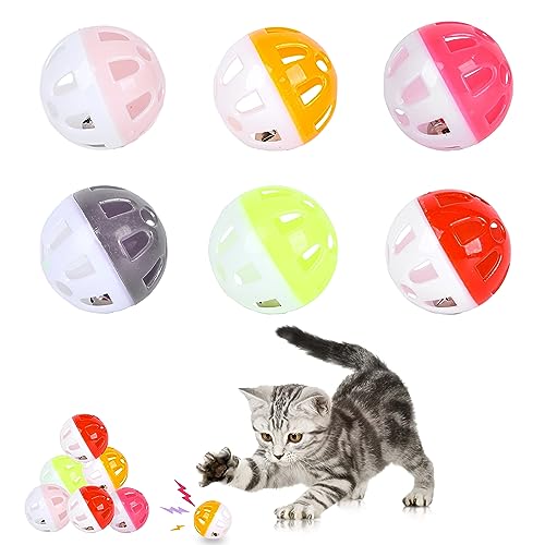 Cat Toy Balls,Plastic Ball Cat Toys,Cat Bell Ball,Lattice Balls with Bell Jingle Kitten Toy,Cat Kitten Play Balls for Indoor Kitten Pet Chase Pounce Rattle Play Toys,Random Color (12 Stück) von Jodsen