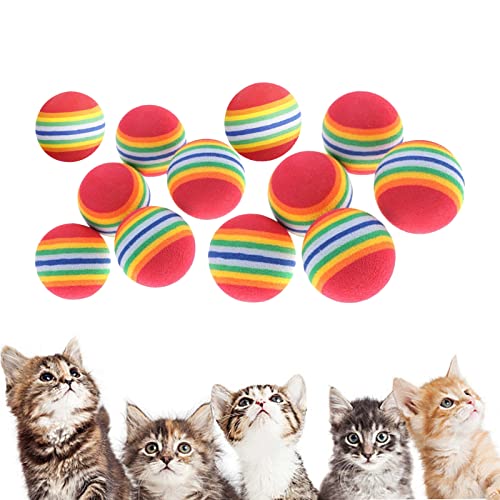 12 Stück Katzenspielzeug Bälle, Interaktives Kätzchen Spielzeug Regenbogen Katzenbälle, Bunte Schaumstoffbälle für Haustier, Katze, Kätzchen,Trainingssport, Indoor Outdoor Aktivität, Vergnügungspark von Jodsen