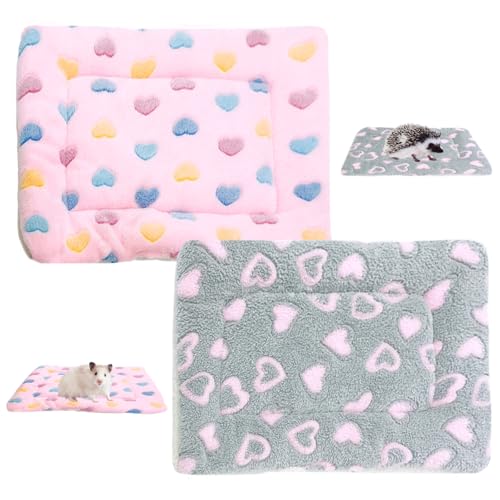 2 Plüschbett für Kleine Tiere, Warme Meerschweinchen Decke Winter Kaninchen Kopfkissen Bett Kleintierbett Schlafmatte kleine Haustiere Bettauflage für Hamster, Eichhörnchen, Chinchilla (Rosa+Grau) 2 Plüschbett für Kleine Tiere, Warme Meerschweinchen Decke Winter Kaninchen Kopfkissen Bett Kleintierbett Schlafmatte kleine Haustiere Bettauflage für Hamster, Eichhörnchen, Chinchilla (Rosa+Grau) von Jodsen