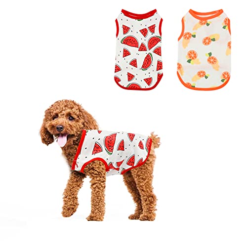 2 Stück Hunde-T-Shirt Hundeshirts Hundehemden Kleine Hundekleidung Baumwolle Haustier Shirts Welpe Obst Bedrucktes T-Shirt Dünne Sommer Weste Atmungsaktive Welpen-Sweatshirt Chihuahua Kleidun (L) von Jodsen