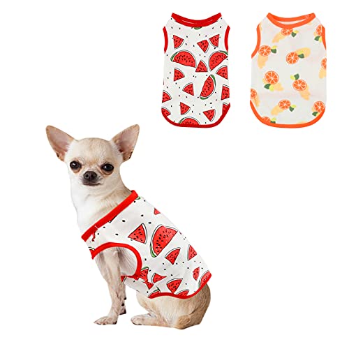 2 Stück Hunde-T-Shirt Hundeshirts Hundehemden Kleine Hundekleidung Baumwolle Haustier Shirts Welpe Obst Bedrucktes T-Shirt Dünne Sommer Weste Atmungsaktive Welpen-Sweatshirt Chihuahua Kleidun (S) von Jodsen