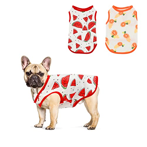 2 Stück Hunde-T-Shirt Hundeshirts Hundehemden Kleine Hundekleidung Baumwolle Haustier Shirts Welpe Obst Bedrucktes T-Shirt Dünne Sommer Weste Atmungsaktive Welpen-Sweatshirt Chihuahua Kleidun (XL) von Jodsen