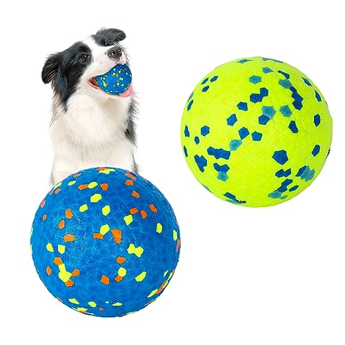 2 Stück Hundeball-Spielzeug, unzerstörbare Hundespielzeug-Bälle, hohe Sprungkraft, Gummi-Hundebälle, langlebiger, solider interaktiver Ball, widerstandsfähiges Zahntraining, Hundespielzeug, für von Jodsen
