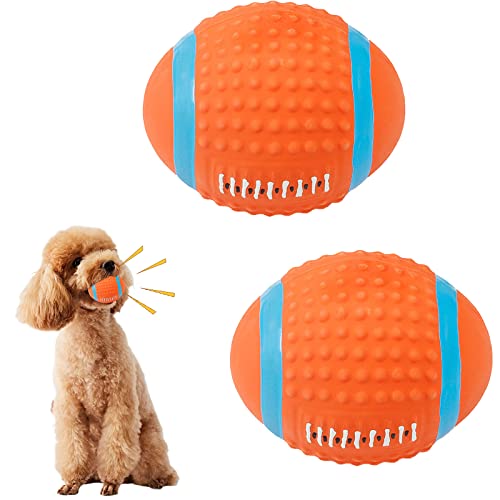 2 Stück Quietschender Hundespielzeug Ball Latex Hunde Quietsch Spielzeug Rugby Ball Kauen Apportierball Hundeball für Katzen Werfen Interaktives Hundespielzeug Zahnreinigung Kauspielzeug für Jagdübung von Jodsen