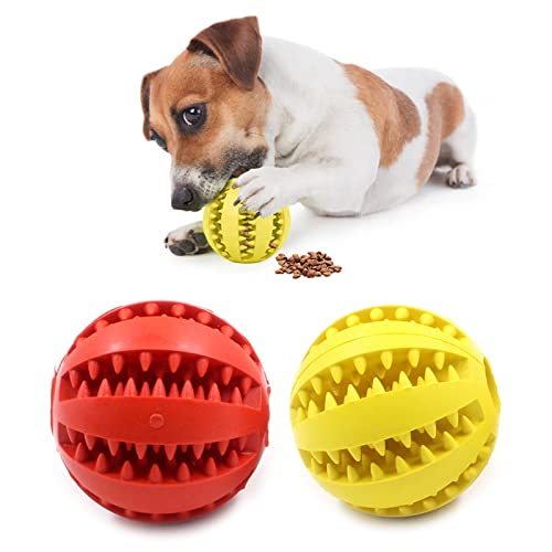 Jodsen 2 Stücke Hunde Spielzeug Ball 7cm Hundespielzeug Ball Spielzeug Interaktive Hundeball mit Zahnpflege Funktion Hund Feeder Ball Klein Futterball für Hunde Reinigen Kauen Training Ball von Jodsen