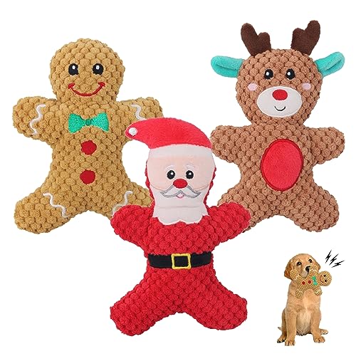 3 Stück Weihnachts Hundespielzeug,Weihnachten Gefüllter Plüsch Quietschendes Haustier Kauspielzeug Interaktives Spielzeug Quietschelement Spielzeug für Haustiere Welpe Kleine Mittlere Große Hunde 3 Stück Weihnachts Hundespielzeug,Weihnachten Gefüllter Plüsch Quietschendes Haustier Kauspielzeug Interaktives Spielzeug Quietschelement Spielzeug für Haustiere Welpe Kleine Mittlere Große Hunde von Jodsen