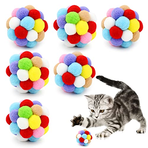 6 Stück Katzenspielzeug Bälle 5cm Bunte Pom Poms Rassel Ball Haustier Plüsch Hüpfball Kauen Katzenspielzeug Interaktives Katzenspielzeug für Katzen Kätzchen Spielen Jagd Beseitigen Sie Langeweile von Hot Shot Tools