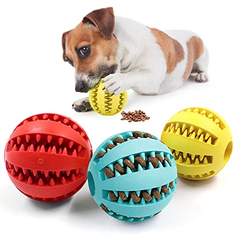 Jodsen 3 Stücke Hunde Spielzeug Ball 4,8cm Hundespielzeug Ball Spielzeug Interaktive Hundeball mit Zahnpflege Funktion Hund Feeder Ball Klein Futterball für Hunde Reinigen Kauen Training Ball von Jodsen