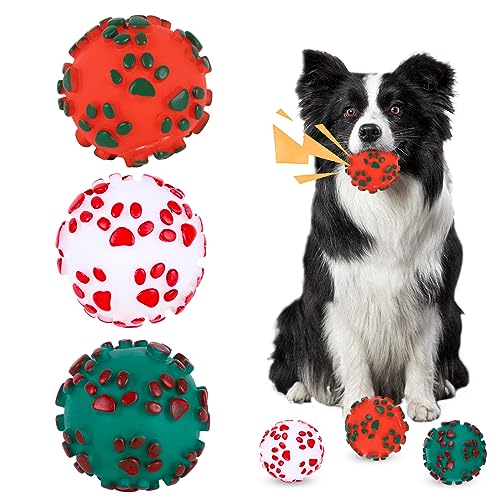 Jodsen 3 Stücke Weihnachts Hunde Spielzeugball 7cm Hund Quietschende Spielzeugzähne Reinigen Kauen Spielzeug Fetch Ball Training Ball Interaktive Hunde Spielzeugball für Innen Puppen Katz Jodsen 3 Stücke Weihnachts Hunde Spielzeugball 7cm Hund Quietschende Spielzeugzähne Reinigen Kauen Spielzeug Fetch Ball Training Ball Interaktive Hunde Spielzeugball für Innen Puppen Katz von Jodsen
