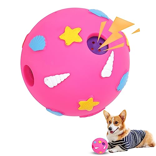 Jodsen Hundespielzeug Ball,Interaktives Hundebälle Unzerstörbar Quietscheball für Hund Trainingsball,Giggle Hundeball für Mittelgroße und Große Hunde (Rosa) von Jodsen
