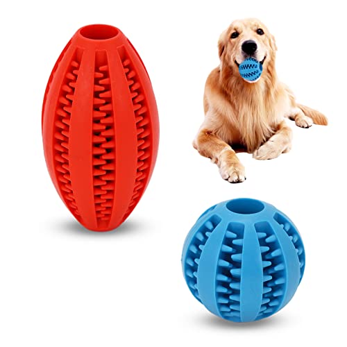 Jodsen Robuster Hundespielzeug Ball,Hundespielzeug aus Naturkautschuk,Hund Feeder Ball,Hundeball mit Zahnpflege,Trainingszahn Intelligenzspielzeug,Bürsten und Kauspielzeug… (Zwei) von Jodsen