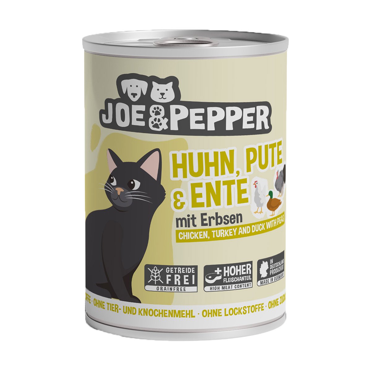 Joe & Pepper Cat Huhn, Pute & Ente mit Erbsen 6x400g von Joe & Pepper