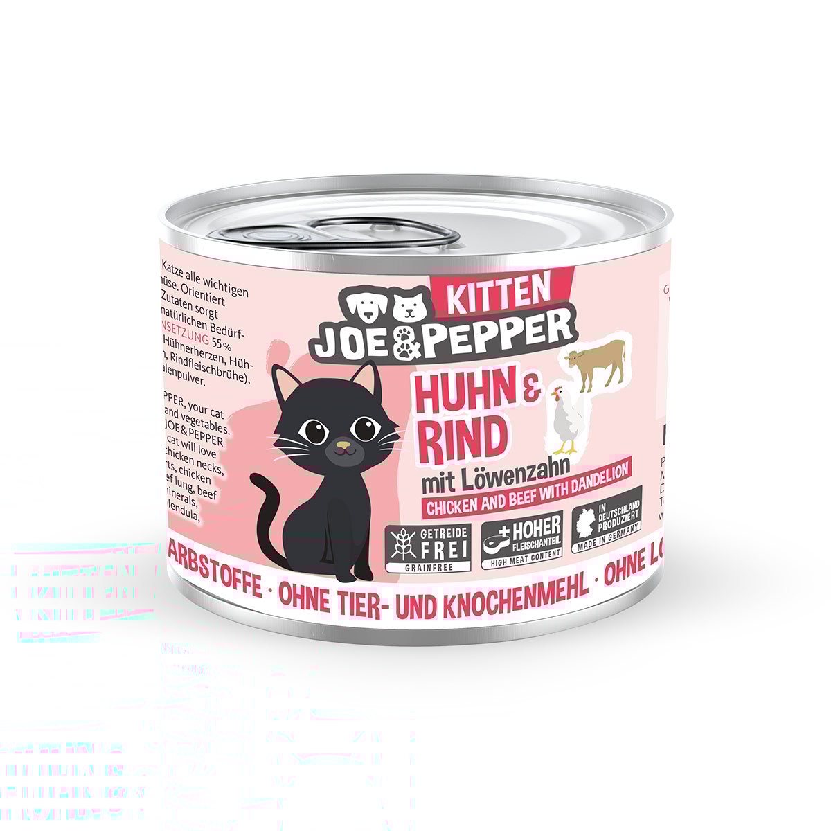Joe & Pepper Cat Kitten Huhn & Rind mit Löwenzahn 6x200g Joe & Pepper Cat Kitten Huhn & Rind mit Löwenzahn 6x200g von Joe & Pepper