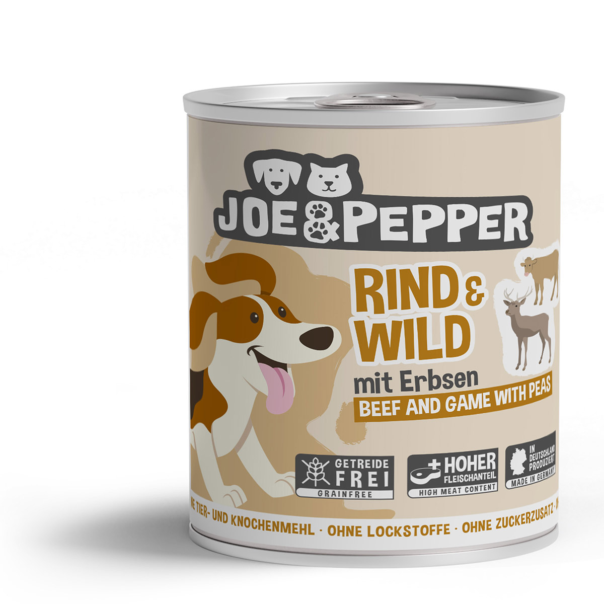 Joe & Pepper Dog Rind & Wild mit Erbsen 6x800g von Joe & Pepper