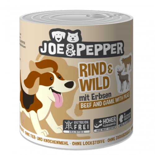 Joe&Pepper 6 x 800g Rind & Wild mit Erbsen | Getreidefreies Nassfutter mit hohem Fleischanteil | Nachhaltig & natürlich aus der Eifel von Joe&Pepper