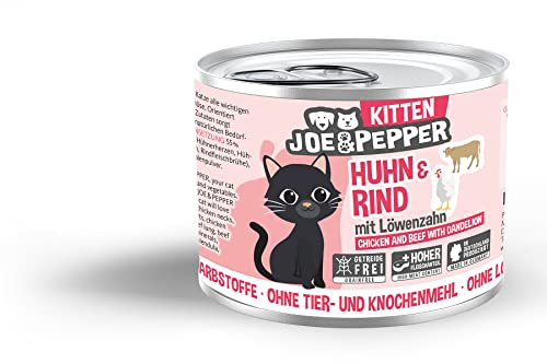 Joe&Pepper getreidefreies Katzenfutter | 6X 200g Kitten Huhn & Rind | hoher Fleischanteil, Keine künstlichen Zutaten | Nassfutter für Katzenkinder von Joe&Pepper