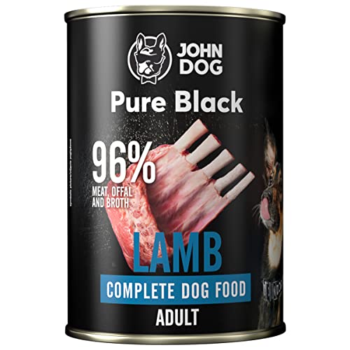JOHN DOG Nassfutter für Hunde Pure Black Lamm 6x400g - Für zu Allergien neigende Hunde - Getreidefrei, Monoprotein Hundefutter - Für Erwachsene Hunde Aller Rassen… von JOHN DOG