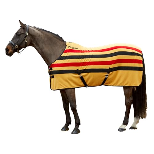 John Whitaker Aintree gestreifter Fleece-Teppich in klassischen gelben, roten und schwarzen Streifen – Größen 120 bis 200 cm – perfekt für Schichten oder allein von John Whitaker