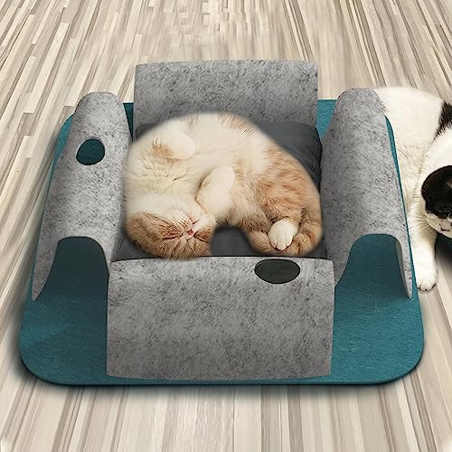 Johnear Katzentunnel Katzenbett Katzennest Filz Katzenhöhle mit 4 Wege Höhlen, Klappbar Abnehmbarer 2 in 1Interaktives Versteckspielzeug Katzentunnelbett Kissenmatte für Kätzchen Johnear Katzentunnel Katzenbett Katzennest Filz Katzenhöhle mit 4 Wege Höhlen, Klappbar Abnehmbarer 2 in 1Interaktives Versteckspielzeug Katzentunnelbett Kissenmatte für Kätzchen von Johnear