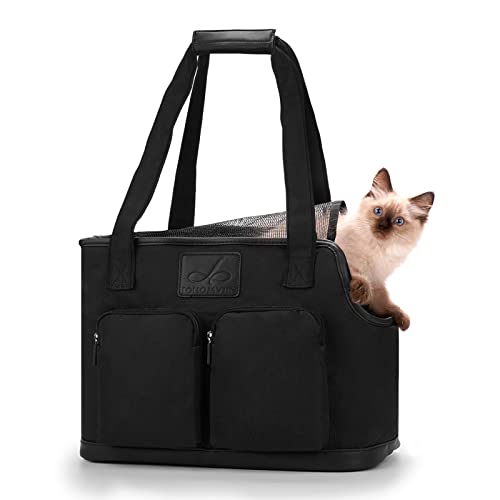 Johomviin Hundetragetasche, faltbar, wasserdicht, Premium-PU-Leder, Oxford-Stoff, Hundetragetasche, Haustier-Reisetasche mit Taschen für Katzen und kleine Hunde von Johomviin