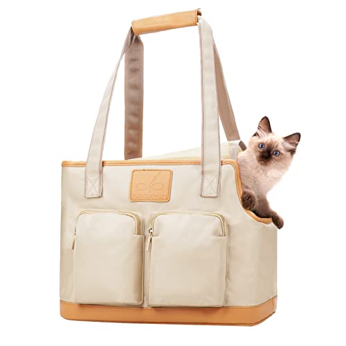 Johomviin Hundetragetasche, faltbar, wasserdicht, Premium-PU-Leder, Oxford-Stoff, Hundetragetasche, Haustier-Reisetasche mit Taschen für Katzen und kleine Hunde von Johomviin