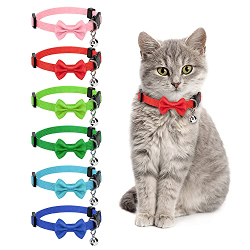 Halsband Katze Fliege Halsband Verstellbare Katzenhalsband mit Fliege und Glocke Personalisiert Haustierzubehör für Haustiere Katzen Welpen 6 Farben von Johotone