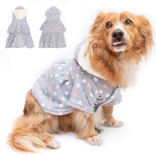 Hund Hoodie Sweatshirts Warme Hundekleidung für Hunde Mantel Kleidung Welpen Katze Custume (Groß, Grau Punkte) von JoinPet