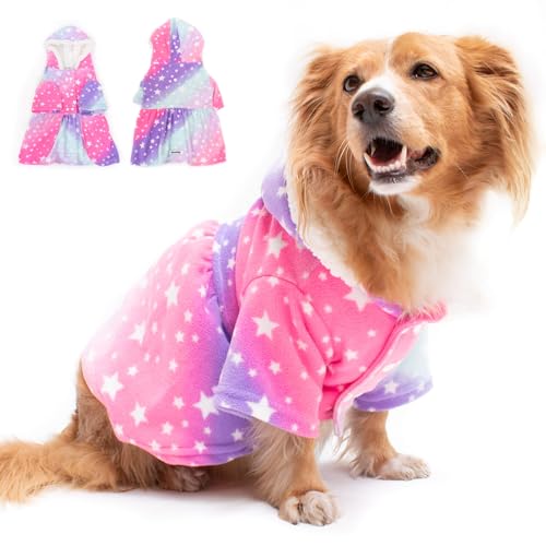 Hunde-Kapuzen-Sweatshirt, warme Hundekleidung für Hunde, Mantel, Kleidung, Welpen, Katzen, Größe XXL, Batik-Rosa von JoinPet