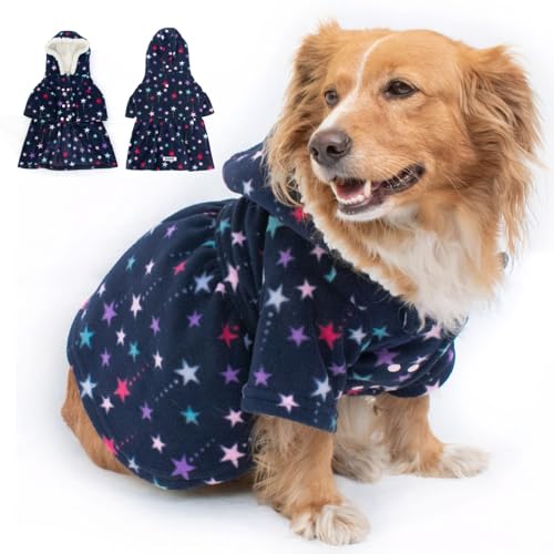 Hunde-Kapuzenpullover, warme Hundekleidung für Hunde, Mantel, Kleidung, Welpen, Katzen, Größe L, blaue Sterne von JoinPet