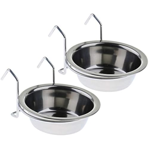 2 Stück Edelstahl-Fütterbecher für Vögel, Papageien, Käfig, hängende Futter- und Wasserschalen für kleine Vögel, Papageien, Tauben, Hamster und kleine Haustiere von Jojomis