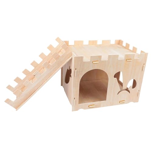 jojomis Hasenschlosshaus aus Holz für kleine Haustiere – Hamsterversteck mit Treppe, 41 x 34 x 34 cm jojomis Hasenschlosshaus aus Holz für kleine Haustiere – Hamsterversteck mit Treppe, 41 x 34 x 34 cm von Jojomis