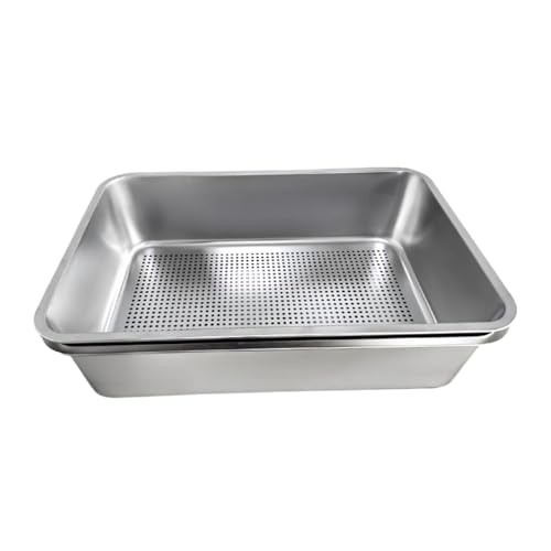 jojomis Katzentoilette aus Edelstahl, leicht zu reinigen, mit Sieb, spritzwassergeschützt, robust, Kätzchen, Töpfchen, Toilette, 60 x 40 x 15 cm jojomis Katzentoilette aus Edelstahl, leicht zu reinigen, mit Sieb, spritzwassergeschützt, robust, Kätzchen, Töpfchen, Toilette, 60 x 40 x 15 cm von Jojomis