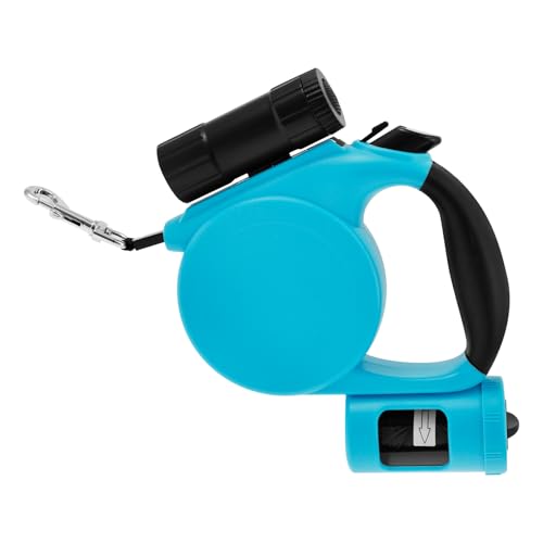 Hundeleine 5M Rollleine, Flexi Leine mit Kotbeutelspender und Licht Bequemen Ergonomischer Griff, Ausziehleine Hund Einziehbare Robuste Laufleine für Hunde(blau) von Jokapy