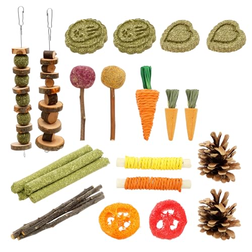 Jokapy 27pcs Kaninchen Kaut Spielzeug sicheres Holz Hamster Zahnen Spielzeug Bunte Hamster Kaute Langeweile Breaker für Meerschweinchen Kaninchen(Farbe) von Jokapy