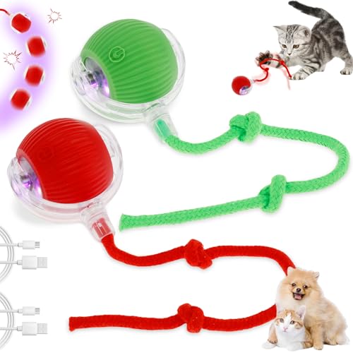 2 Stück Interaktives Katzenspielzeug Ball Mit LED Licht - USB Aufladbar, Elektrisch, 360° Rolling - Intelligenz Spielzeug für Katzen und Hunde 2 Stück Interaktives Katzenspielzeug Ball Mit LED Licht - USB Aufladbar, Elektrisch, 360° Rolling - Intelligenz Spielzeug für Katzen und Hunde von Jokapy