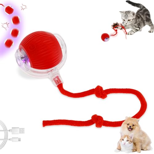 Jokapy Interaktives Katzenspielzeug Katzenball Katzenspielzeug Elektrisch Katzenball mit Led Licht USB Aufladbar Intelligenz Katzenspielzeug Ball 360° Rolling Katzenspielzeug für Katzen und Hunde von Jokapy