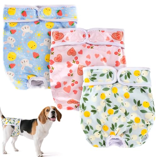 3-teiliges Hundewindel-Set, Welpen-Sanitärhöschen, wiederverwendbare Hündinnen, verstellbare Haustierwindeln, Wärmehose für kleine, mittelgroße und große Hunde 3-teiliges Hundewindel-Set, Welpen-Sanitärhöschen, wiederverwendbare Hündinnen, verstellbare Haustierwindeln, Wärmehose für kleine, mittelgroße und große Hunde von Jokureao