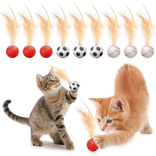 9-teiliges Katzen-Hüpfball mit Federn, interaktives Katzenspielzeug, Hüpfbälle mit Federn für Indoor-Katzen, Silikon-Kätzchen-Jagdspielzeug, weiche Gummi-Übungsbälle für Katzen, Hunde 9-teiliges Katzen-Hüpfball mit Federn, interaktives Katzenspielzeug, Hüpfbälle mit Federn für Indoor-Katzen, Silikon-Kätzchen-Jagdspielzeug, weiche Gummi-Übungsbälle für Katzen, Hunde von Jokureao