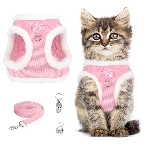 Katzengeschirr Ausbruchsicher Set Mit Reflektierender Leine - Brustgeschirr für Katzen, Kätzchen Und Welpen (Rosa, S) von Jokureao