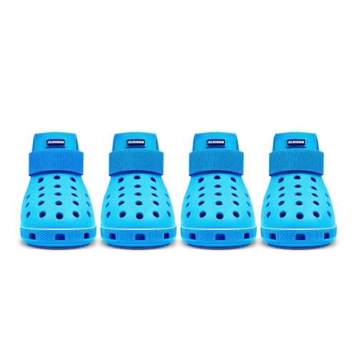 Hundeschuhe Pfotenschutz Outdoor – Hundeschuhe Wasserdicht, einfach an- und auszuziehen, atmungsaktiv, rutschfest, leicht zu reinigende Hundestiefel für Sommer Hitze und Winter Schnee (Blau, M) von JoliR Design
