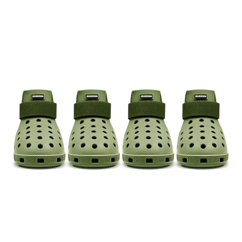 Hundeschuhe Pfotenschutz Outdoor – Hundeschuhe Wasserdicht, einfach an- und auszuziehen, atmungsaktiv, rutschfest, leicht zu reinigende Hundestiefel für Sommer Hitze und Winter Schnee (Olive, M) von JoliR Design