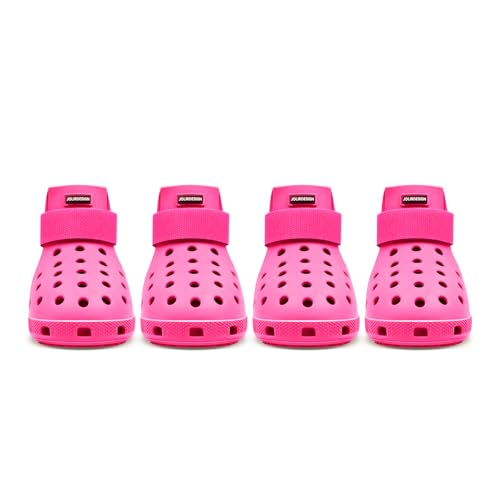 Hundeschuhe Pfotenschutz Outdoor – Hundeschuhe Wasserdicht, einfach an- und auszuziehen, atmungsaktiv, rutschfest, leicht zu reinigende Hundestiefel für Sommer Hitze und Winter Schnee (Rosa, M) von JoliR Design