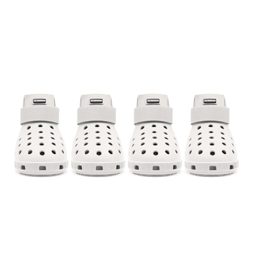 Hundeschuhe Pfotenschutz Outdoor – Hundeschuhe Wasserdicht, einfach an- und auszuziehen, atmungsaktiv, rutschfest, leicht zu reinigende Hundestiefel für Sommer Hitze und Winter Schnee (Weiß, S) von JoliR Design