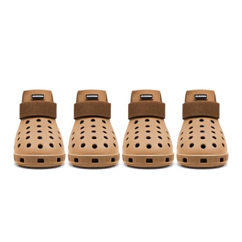 Hundeschuhe Pfotenschutz Outdoor – Hundeschuhe Wasserdicht, einfach an- und auszuziehen, atmungsaktiv, rutschfest, leicht zu reinigende Hundestiefel für Sommer Hitze und Winter Schnee (braun, XS) von JoliR Design