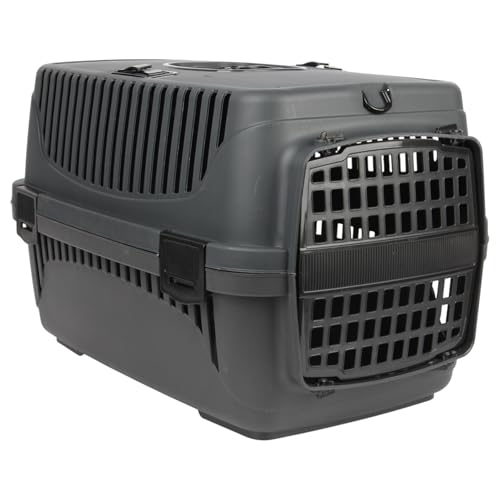 Jolie Max Tragbare Haustier-Tragetasche, 55 x 36,5 x 33 cm, stabiler Kunststoff für Katzen/kleine Hunde, Doppeltüriges und belüftetes Design (Anthrazit und Grau) von Jolie Max