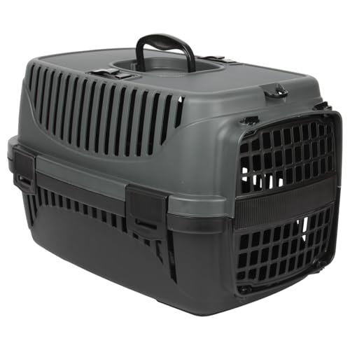 Jolie Max Transportbox für Haustiere, leichte Transportbox für Kleintiere, abnehmbares Tor, belüftetes Design, Sicherheitsgurtclip, tragbare Box für Katzen, Hunde, Kätzchen (Grau) (Anthrazit) von Jolie Max