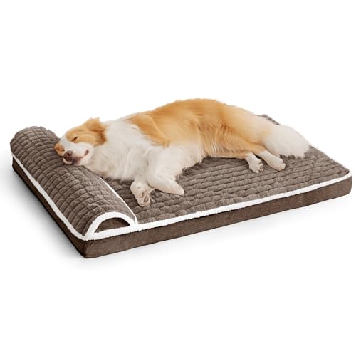 Jolifield Orthopädisches Hundebett, mittelgroß, mit Kissen, 76,2 x 50,8 cm, wasserdicht, weich, bequem, Schaumstoff-Matte mit abnehmbarem, waschbarem Bezug und rutschfester Unterseite, Taupe von Jolifield